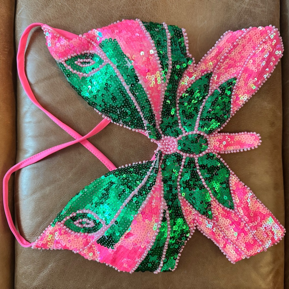 Pink and Green Sequin Butterfly Top